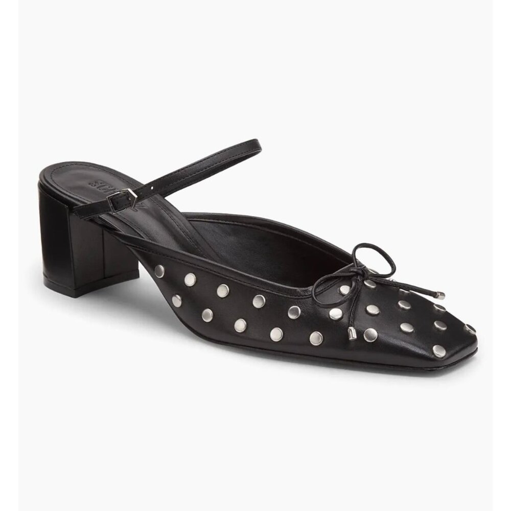 SCHUTZ Black Studded Slingback Block Heel